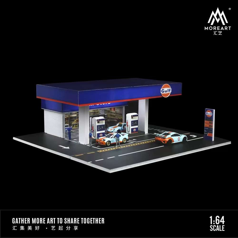 MoreArt 1:64 GULF GAS STATION SCENE MODEL MO936203