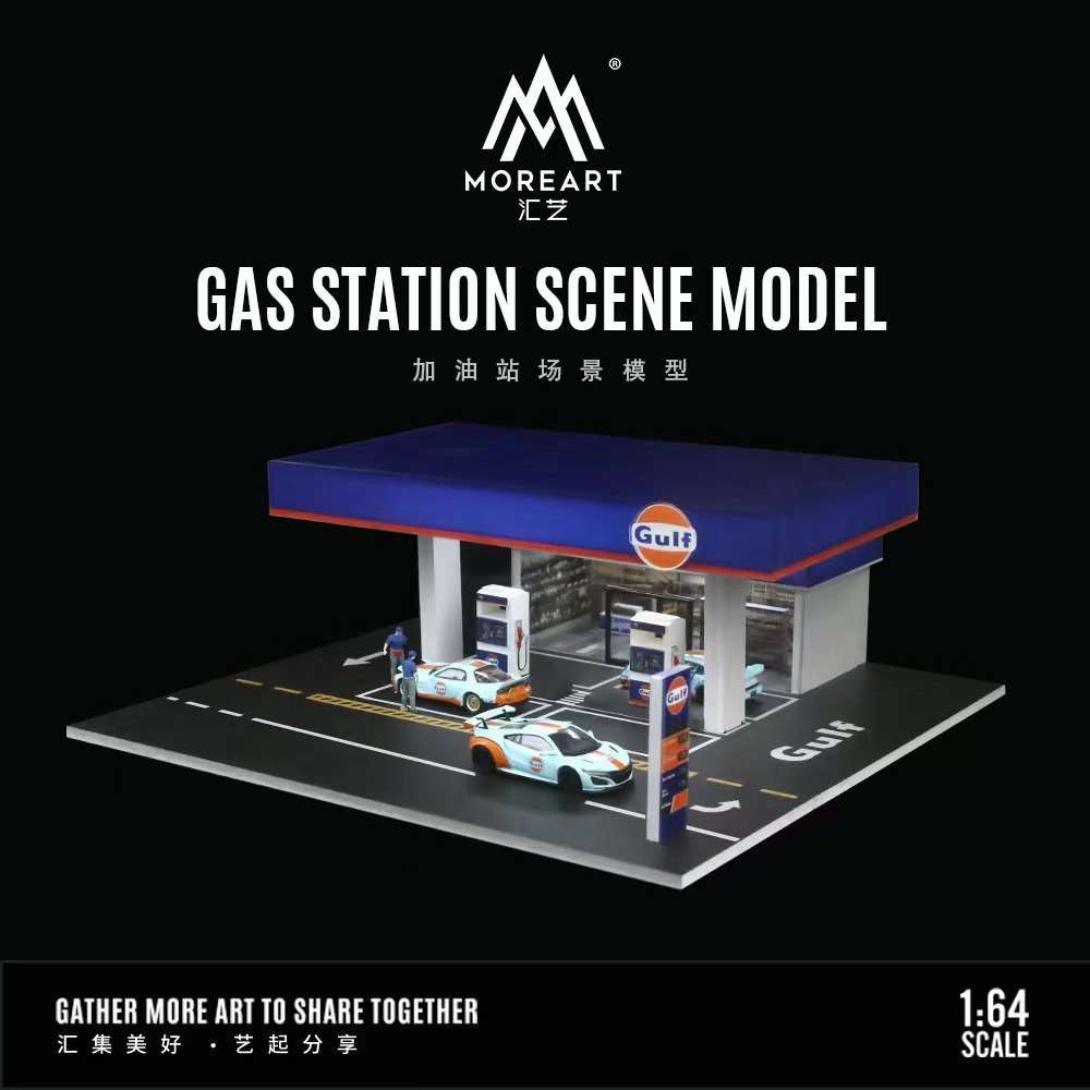 MoreArt 1:64 GULF GAS STATION SCENE MODEL MO936203