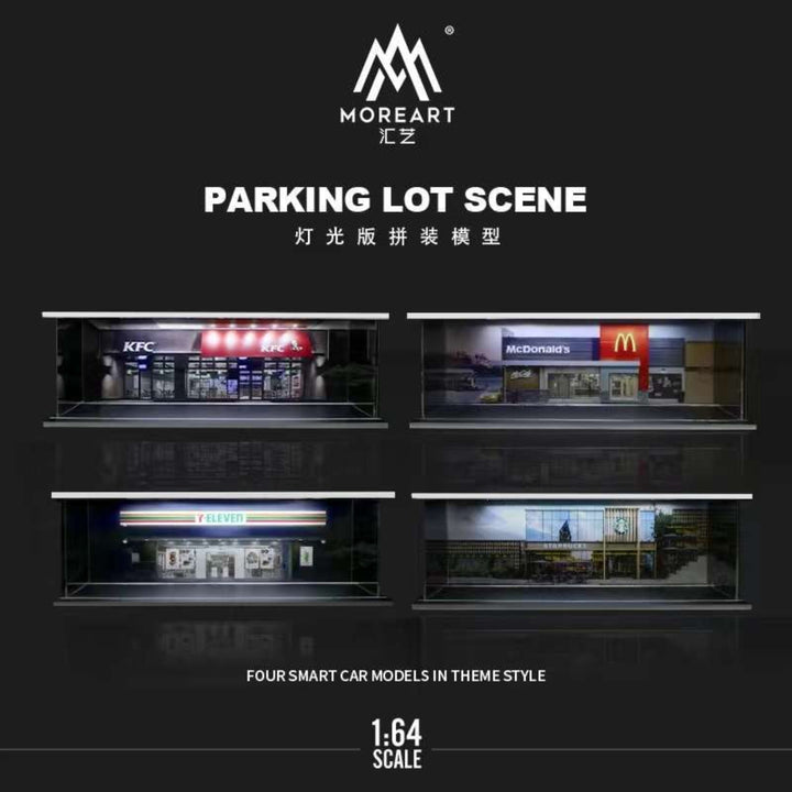 MoreArt 1:64 Parking Lot Scene Model (4 Versions) KFC/ McDonalds/ 7-Eleven/ Starbucks