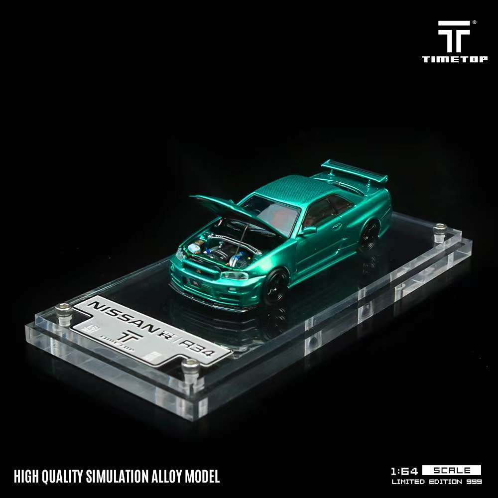 Time Top 1:64 Nissan GTRR34 - Chrome Green Gift Box Edition TT643428