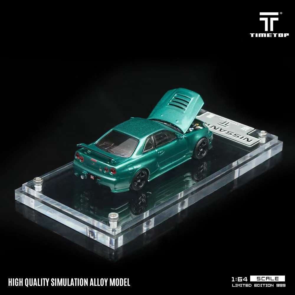 Time Top 1:64 Nissan GTRR34 - Chrome Green Gift Box Edition TT643428