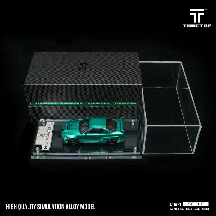 Time Top 1:64 Nissan GTRR34 - Chrome Green Gift Box Edition TT643428