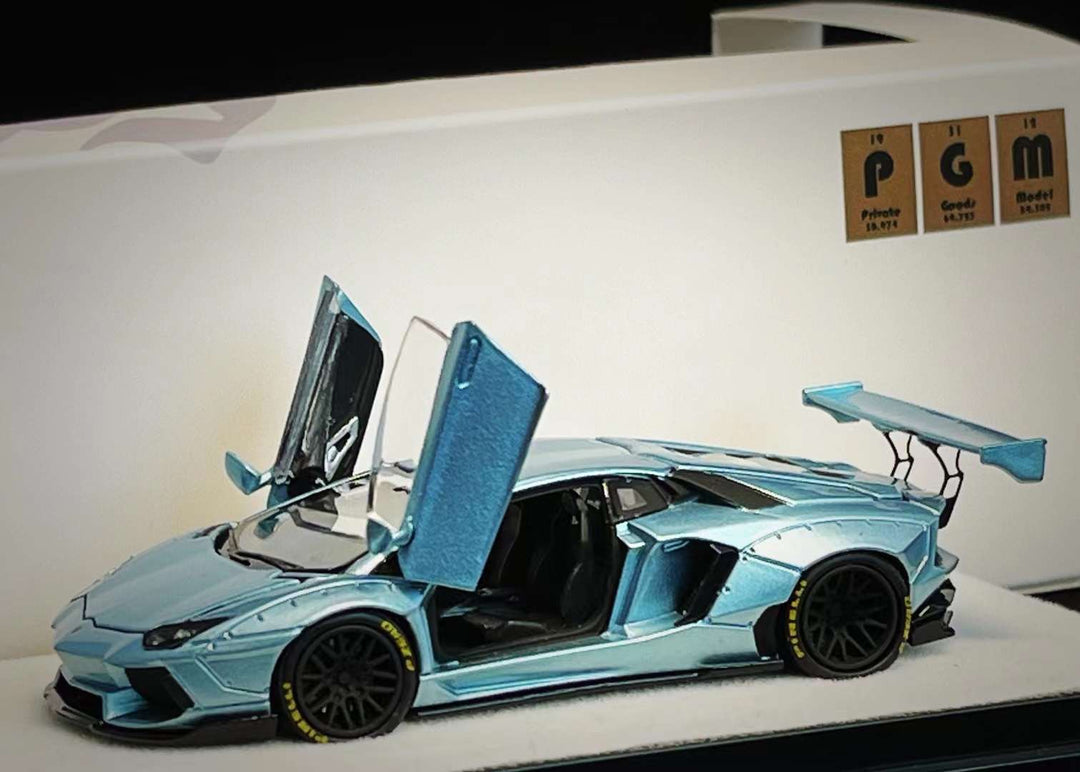 PGM 1:64 LBWK Lamborghini Aventador LP700-4 Ice Blue PGM-640411