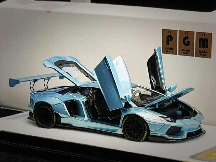 PGM 1:64 LBWK Lamborghini Aventador LP700-4 Ice Blue PGM-640411