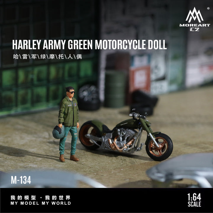 [Preorder] MoreArt 1:64 HARLEY ARMY GREEN MOTORCYCLE DOLL