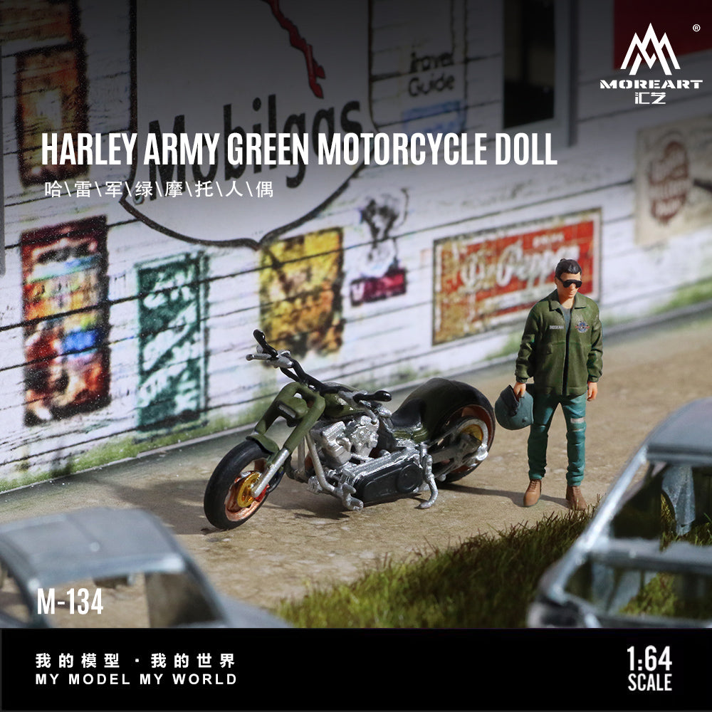 [Preorder] MoreArt 1:64 HARLEY ARMY GREEN MOTORCYCLE DOLL