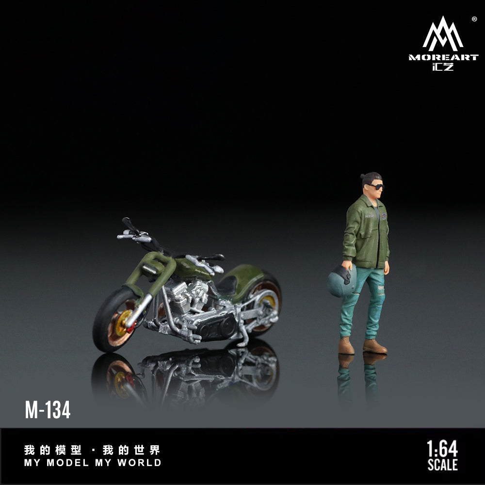 [Preorder] MoreArt 1:64 HARLEY ARMY GREEN MOTORCYCLE DOLL