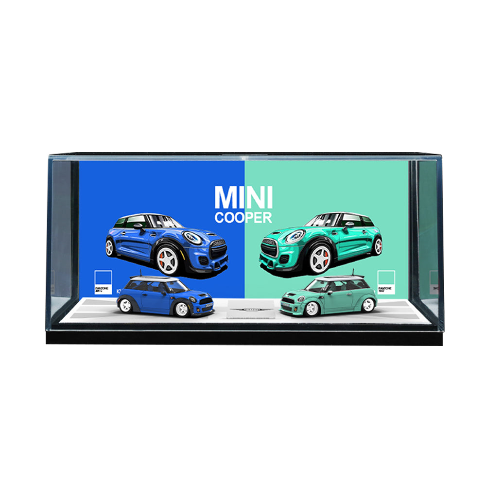 [Preorder] TimeMicro x Internet celebrity owner joint 1:64 BMW MINI COOPER Dark Blue and Light Green Livery (2 Colours)