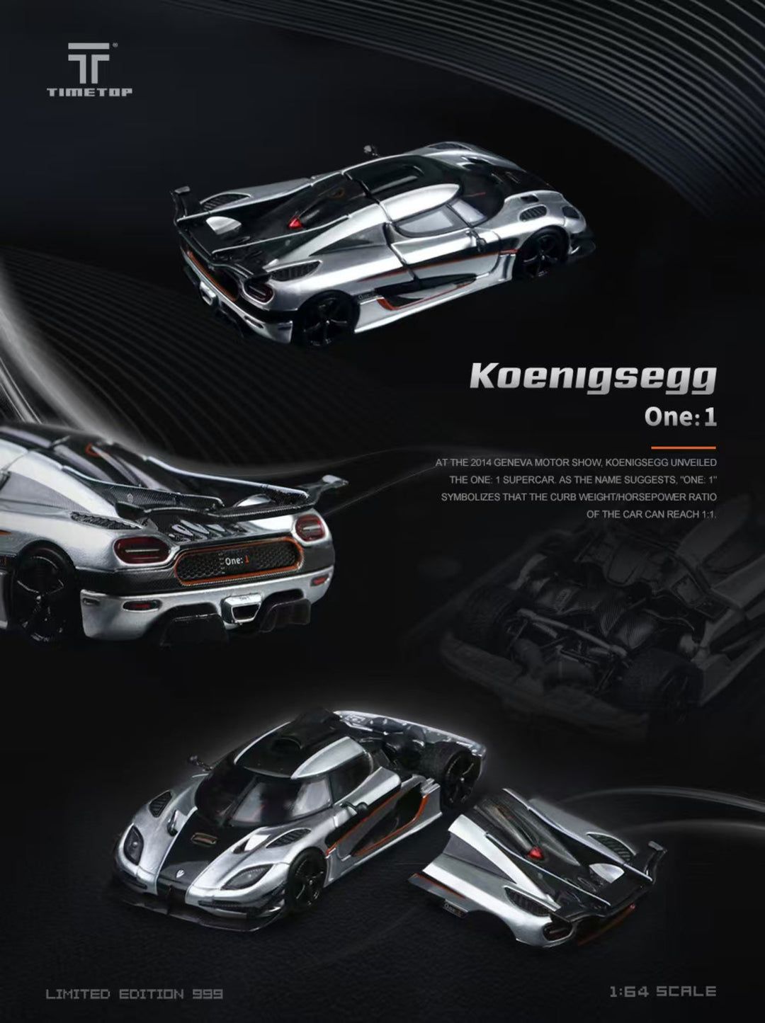 [Preorder] Time Top 1:64 Koenigsegg one1 Silver