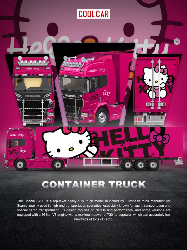 [Preorder] Cool Car 1:64 Scania Container Truck Dark pink Hello Kitty Livery CC644027