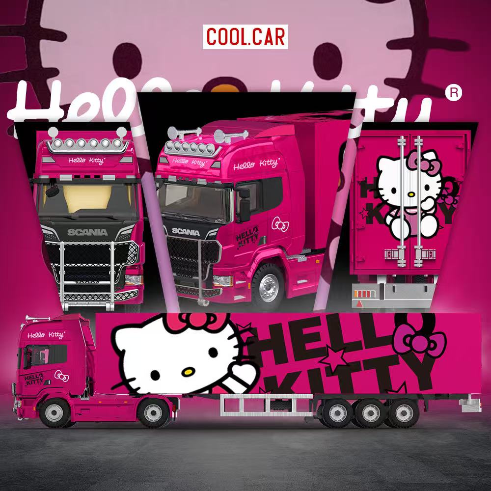 [Preorder] Cool Car 1:64 Scania Container Truck Dark pink Hello Kitty Livery CC644027