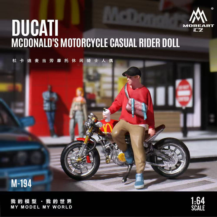 [Preorder] MoreArt 1:64 Ducati McDonald's Motorcycle Casual Rider Doll MO222194
