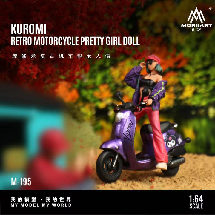 [Preorder] MoreArt 1:64 Kuromi Retro Motorcycle Pretty Girl Doll MO222195