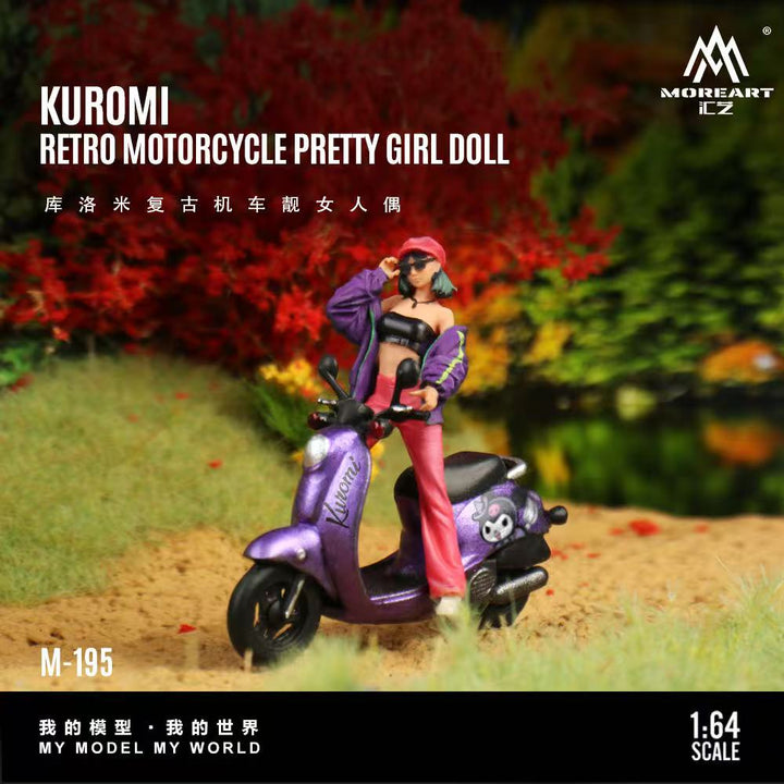 [Preorder] MoreArt 1:64 Kuromi Retro Motorcycle Pretty Girl Doll MO222195