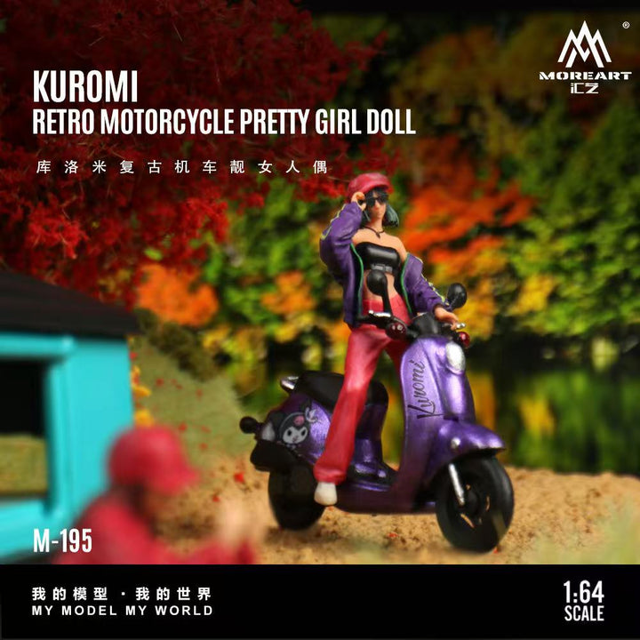 [Preorder] MoreArt 1:64 Kuromi Retro Motorcycle Pretty Girl Doll MO222195