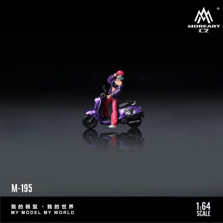 [Preorder] MoreArt 1:64 Kuromi Retro Motorcycle Pretty Girl Doll MO222195