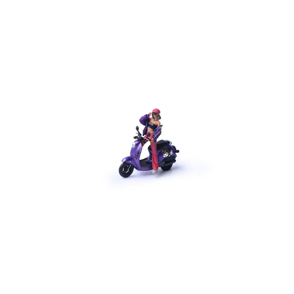 [Preorder] MoreArt 1:64 Kuromi Retro Motorcycle Pretty Girl Doll MO222195