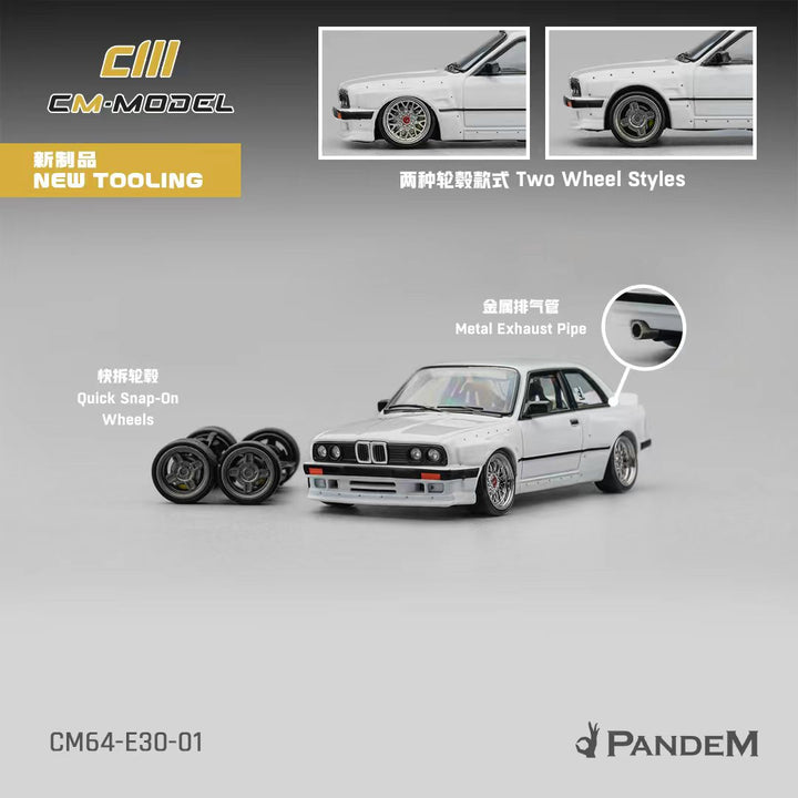 [Preorder] CM Model 1:64 Pandem BMW M3 E30 Pearl White CM64-E30-01