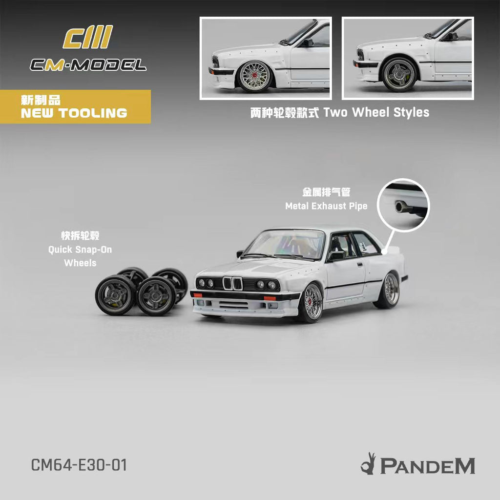 Preorder] CM Model 1:64 Pandem BMW M3 E30 Pearl White CM64-E30-01