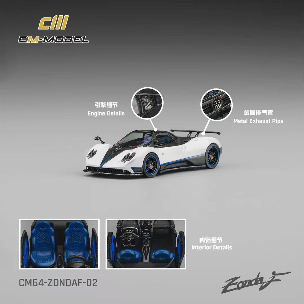 Preorder] CM Model 1:64 Pagani Zonda F Pearl White Blue line CM64