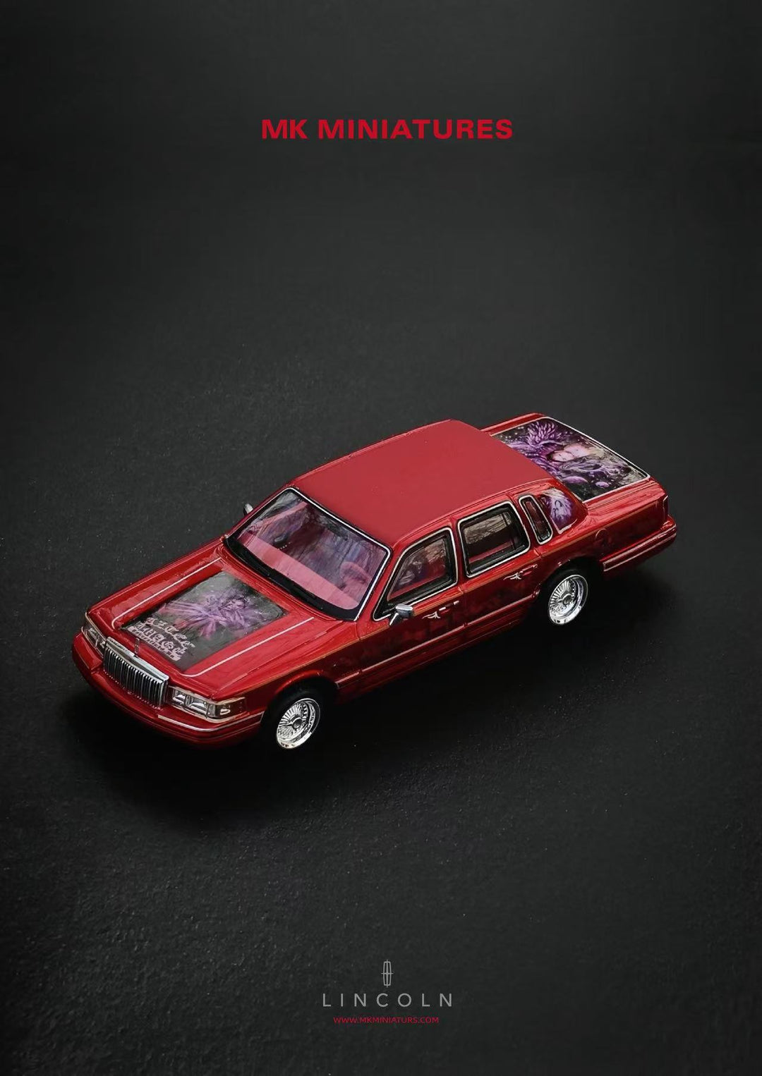 [Preorder] MK Miniatures 1:64 Lincoln Town Car Lowrider Our Lady of Guadalupe Religious Livery
