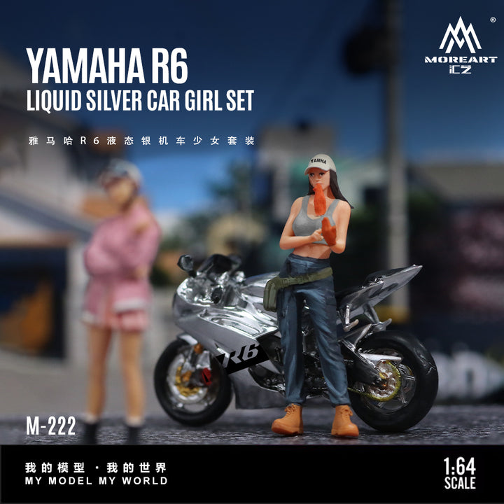 [Preorder] MoreArt 1:64 YAMAHA R6 LIQUID SILVER CAR GIRL SET MO222222
