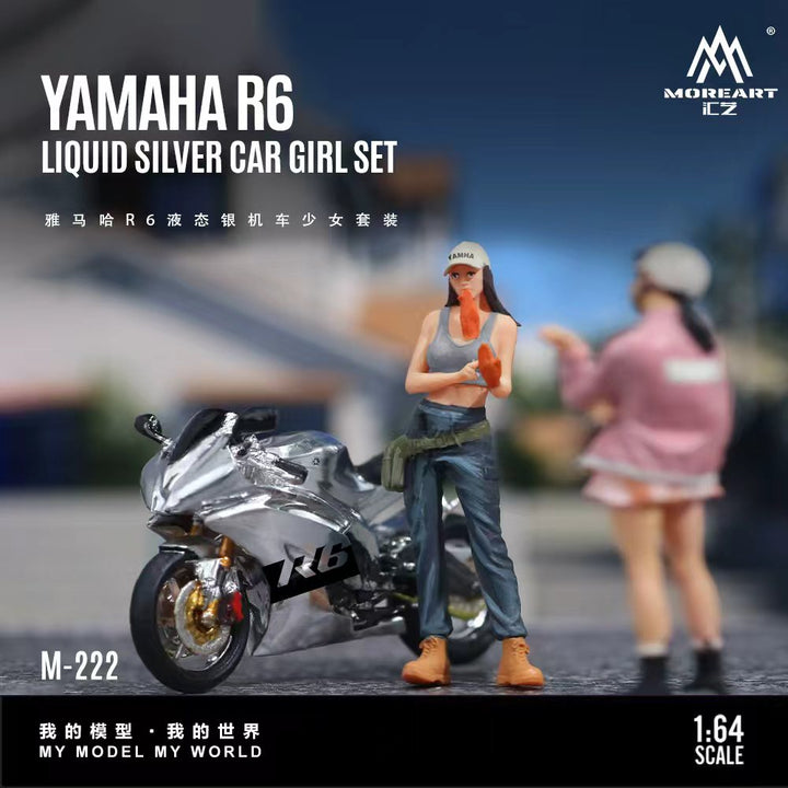 [Preorder] MoreArt 1:64 YAMAHA R6 LIQUID SILVER CAR GIRL SET MO222222