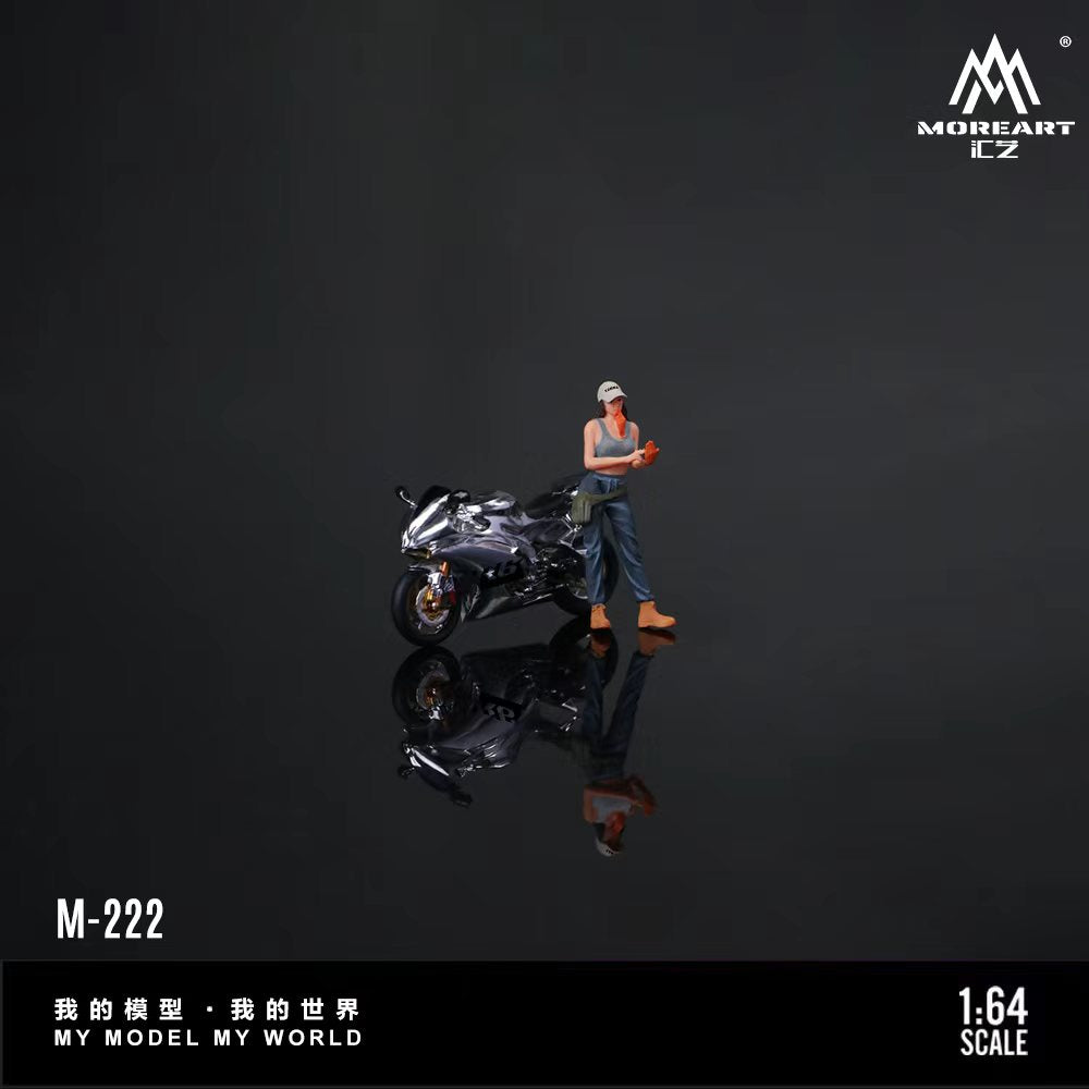 [Preorder] MoreArt 1:64 YAMAHA R6 LIQUID SILVER CAR GIRL SET MO222222