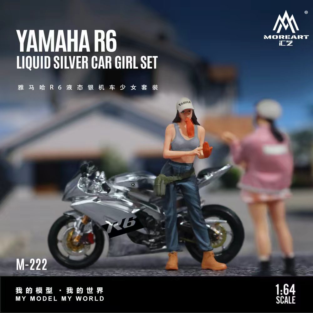 [Preorder] MoreArt 1:64 YAMAHA R6 LIQUID SILVER CAR GIRL SET MO222222
