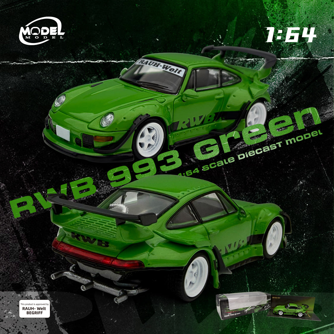 TIME Model 1/64 RWB 993 緑色 GREEN GLITTER Preorder] Model Model 1:64 Porsche RWB993 (2 Colours) MM64-RWB993