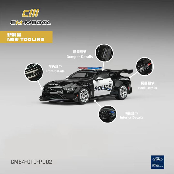 [Preorder] CM Model 1:64 Ford Mustang GTD Black Police CM64-GTD-PD02
