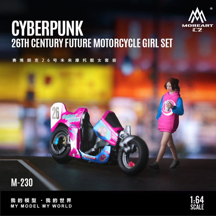[Preorder] MoreArt 1:64 CYBERPUNK 26TH CENTURY FUTURE MOTORCYCLE GIRL SET MO222230