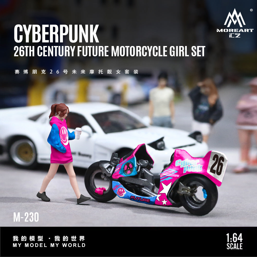[Preorder] MoreArt 1:64 CYBERPUNK 26TH CENTURY FUTURE MOTORCYCLE GIRL SET MO222230