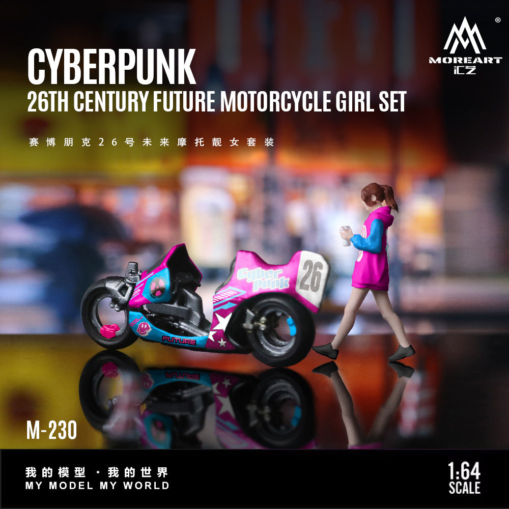 [Preorder] MoreArt 1:64 CYBERPUNK 26TH CENTURY FUTURE MOTORCYCLE GIRL SET MO222230