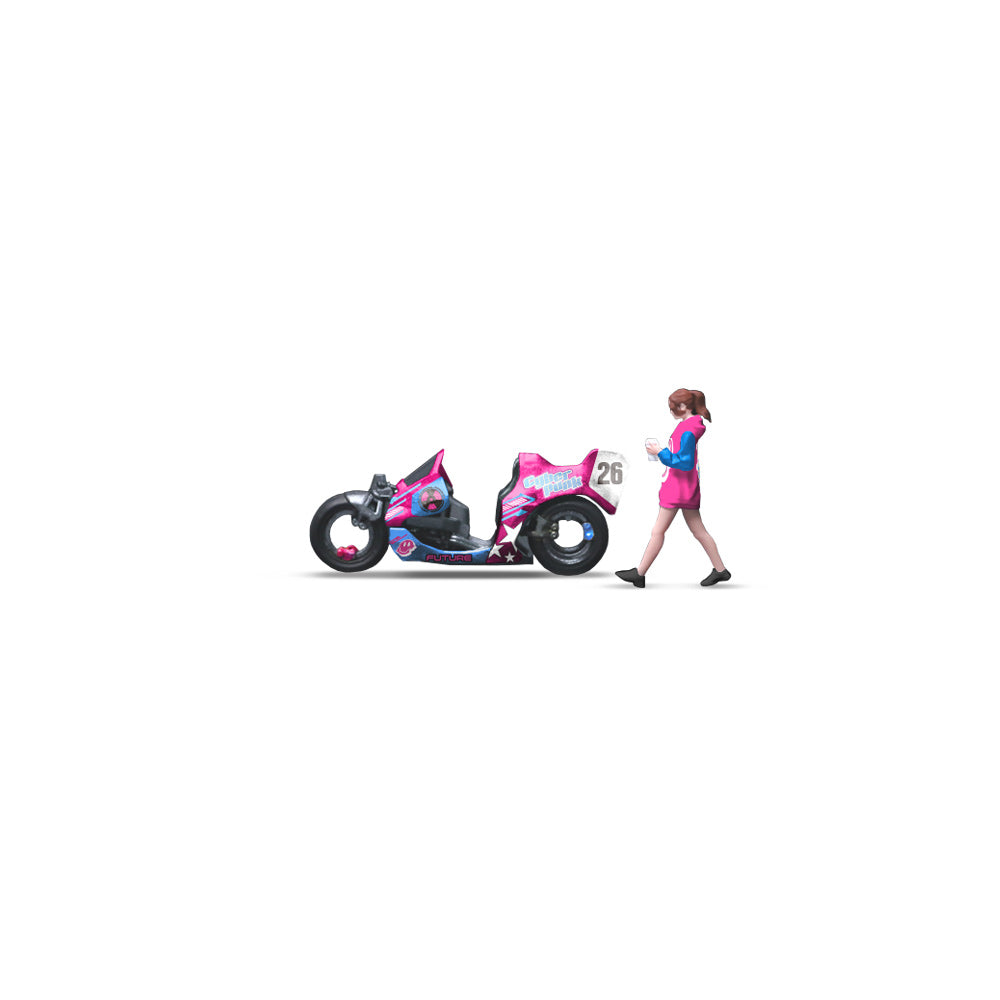 [Preorder] MoreArt 1:64 CYBERPUNK 26TH CENTURY FUTURE MOTORCYCLE GIRL SET MO222230