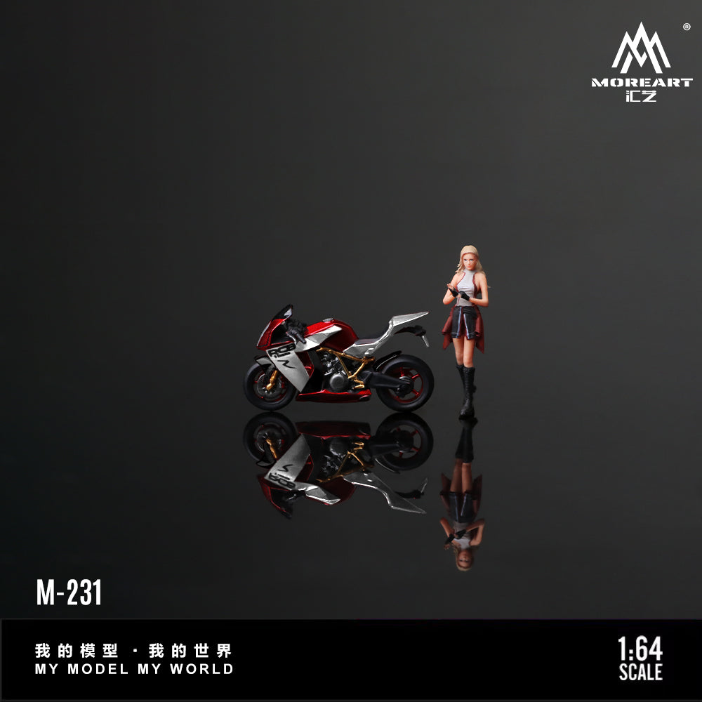 [Preorder] MoreArt 1:64 KTM1190 RED SILVER MOTORCYCLE COOL CHIC RIDER FIGURE MO222231