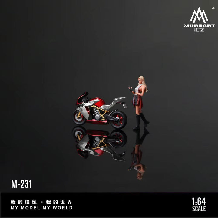 [Preorder] MoreArt 1:64 KTM1190 RED SILVER MOTORCYCLE COOL CHIC RIDER FIGURE MO222231