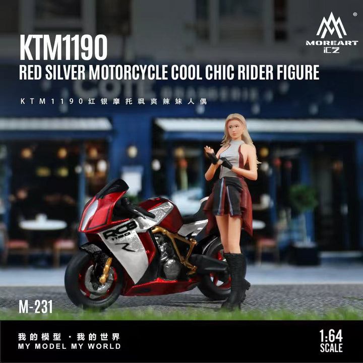 [Preorder] MoreArt 1:64 KTM1190 RED SILVER MOTORCYCLE COOL CHIC RIDER FIGURE MO222231