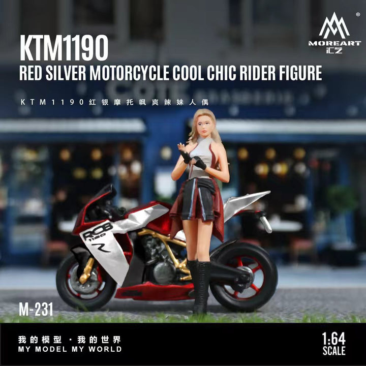 [Preorder] MoreArt 1:64 KTM1190 RED SILVER MOTORCYCLE COOL CHIC RIDER FIGURE MO222231