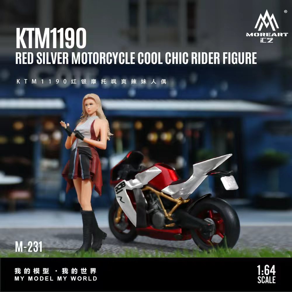 [Preorder] MoreArt 1:64 KTM1190 RED SILVER MOTORCYCLE COOL CHIC RIDER FIGURE MO222231