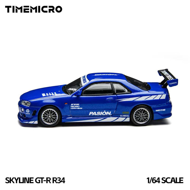 [Preorder] TimeMicro 1:64 Nissan Skyline GT-R R34 Blue Livery TM800507