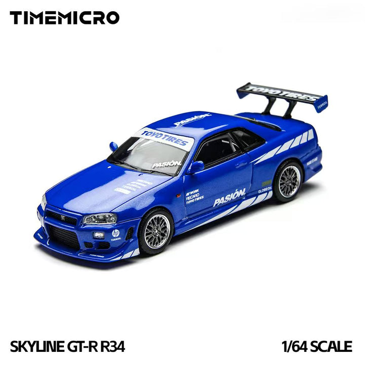 [Preorder] TimeMicro 1:64 Nissan Skyline GT-R R34 Blue Livery TM800507