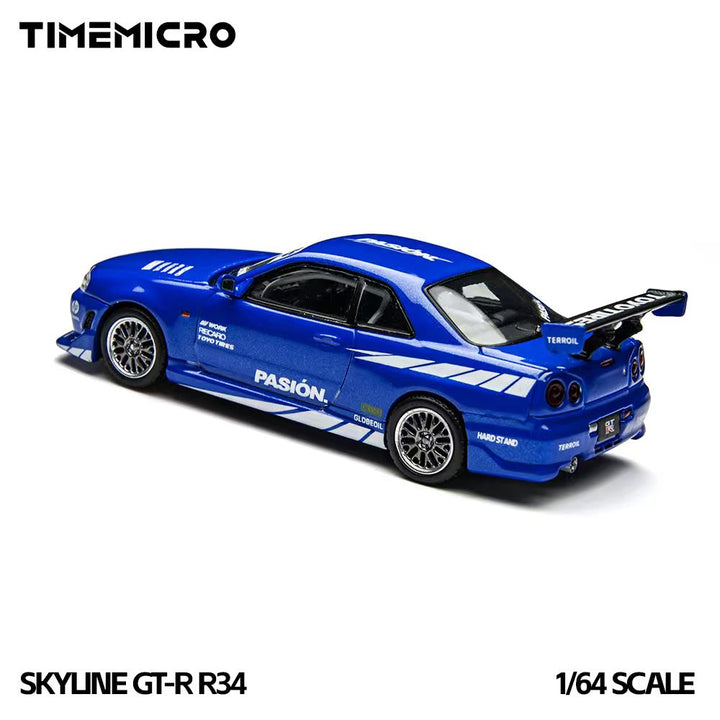 [Preorder] TimeMicro 1:64 Nissan Skyline GT-R R34 Blue Livery TM800507