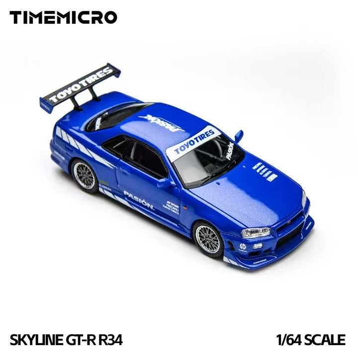 [Preorder] TimeMicro 1:64 Nissan Skyline GT-R R34 Blue Livery TM800507