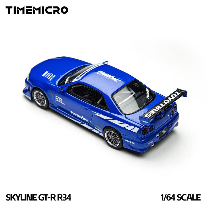 [Preorder] TimeMicro 1:64 Nissan Skyline GT-R R34 Blue Livery TM800507