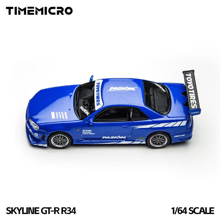 [Preorder] TimeMicro 1:64 Nissan Skyline GT-R R34 Blue Livery TM800507