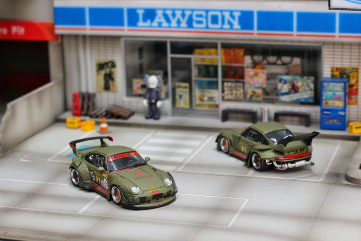 [Preorder] Street Weapon 1:64 Porsche RWB 993 Matte Green  (2 Versions)