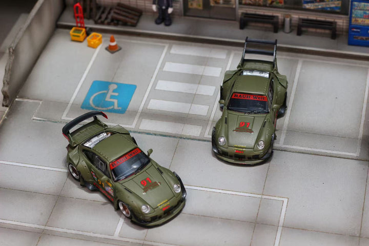 [Preorder] Street Weapon 1:64 Porsche RWB 993 Matte Green  (2 Versions)
