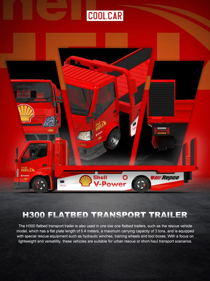 [Preorder] Cool Car 1:64 Hino H300 Transport Trailer - Shell Helix Livery CC647234