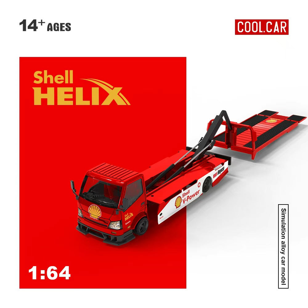 [Preorder] Cool Car 1:64 Hino H300 Transport Trailer - Shell Helix Livery CC647234